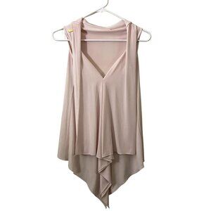 Maly sleeveless powder pink high low ruffle top summer v-neck business casual